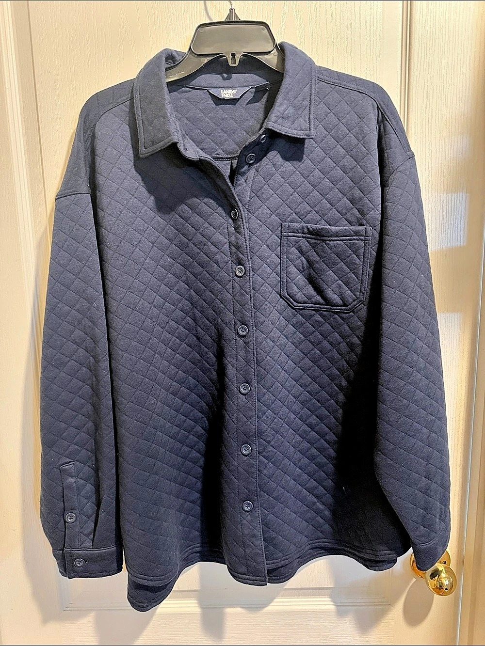Lands' End Women's Quilted Shirt Jacket Blue Large